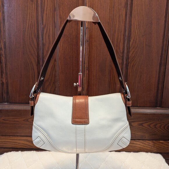 Coach SoHo Hobo 10188 White & Cognac Shoulder Bag BEAUTIFUL CONDITION - Picture 2 of 12